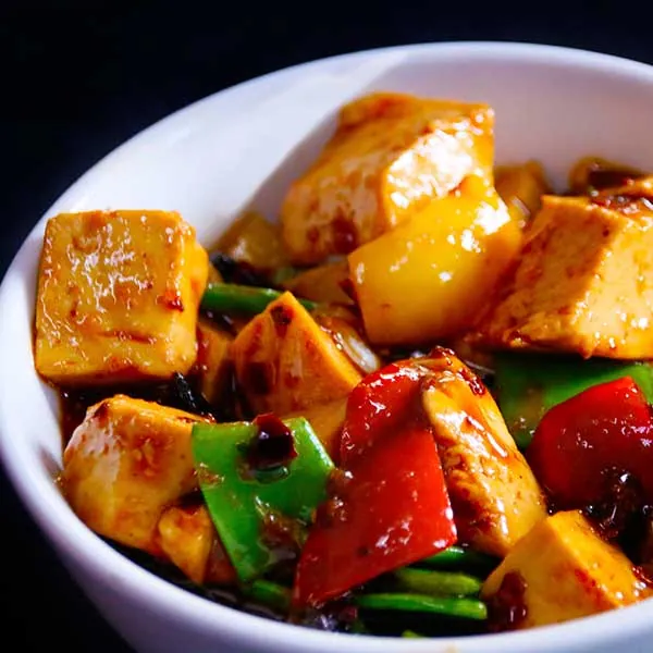 Mister Wok vegetarian tofu in savory black bean sauce